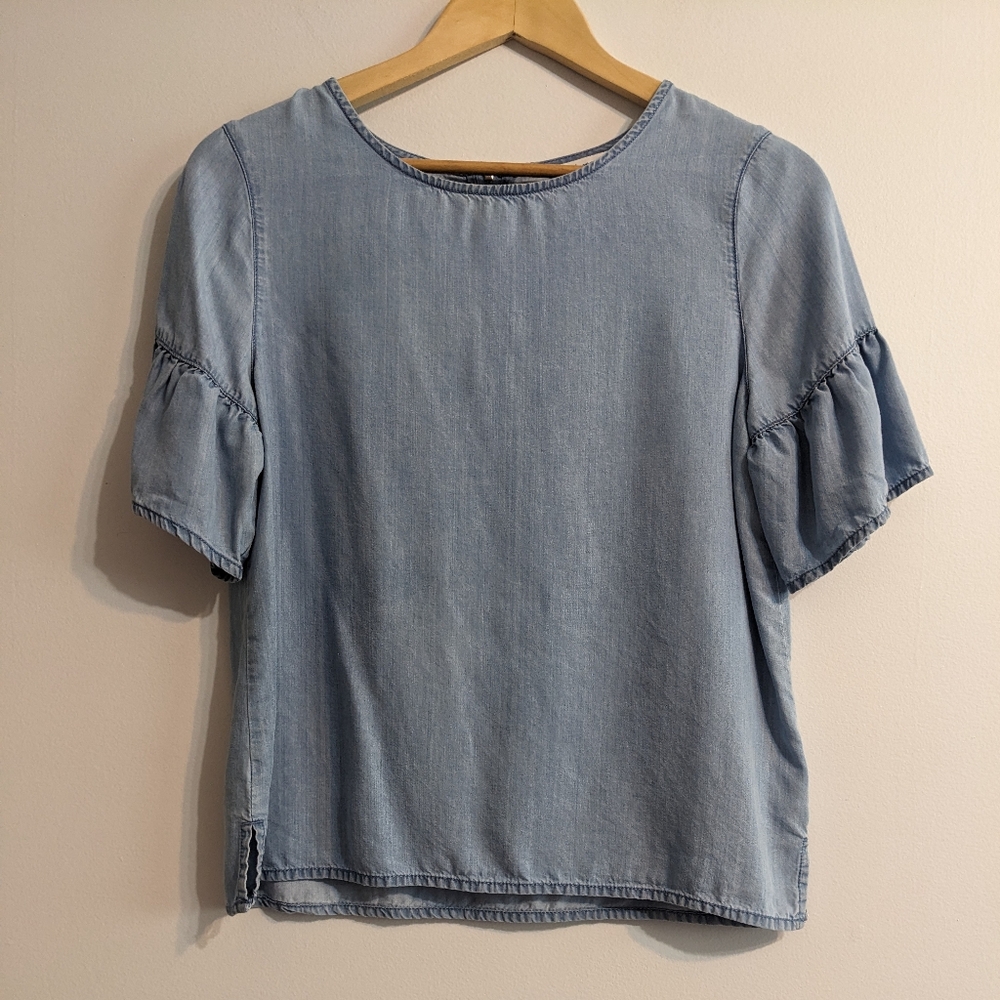 Reitmans Lyocell Ruffle Sleeve Blouse, XS EUC